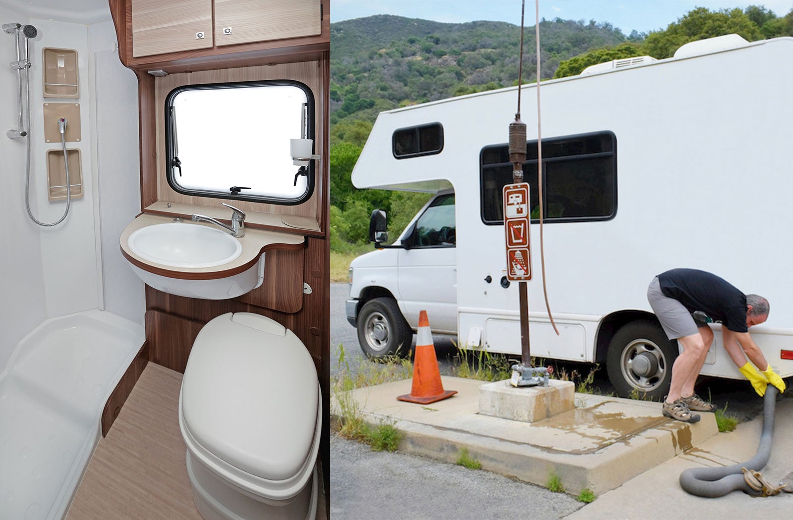 Portable RV/camper toilet and holding tank setup in Taunton, Massachusetts